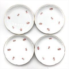 未使用品 大倉陶園 OKURA 皿 食器 小皿 洋食器 プレート プチローズ 銘々皿 ケーキ皿 4枚 セット 花 小花 白 ホワイト カラー m14288