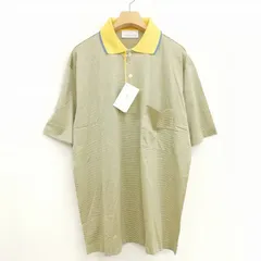 エルメネジルドゼニア Ermenegildo Zegna コットン ジャージー ボーダー ポロシャツ トップス 半袖 48 イエロー ブルーのサムネイル