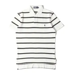 POLO Ralph Lauren ポロ ラルフローレン ポロシャツ サイズ:M / 00s ボーダー 鹿の子 ポロシャツ / ホワイト ブラック 白黒 / トップス 半袖【メンズ】【中古】