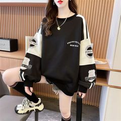トレーナー ラインプリント薄手トレーナー 韓国ファッション ストリート ビックシルエット　春