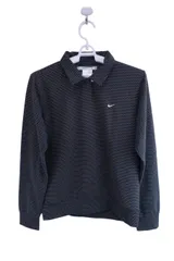【美品】NIKE GOLF(ナイキゴルフ) 長袖ポロシャツ 黒白ドット柄 レディース M ゴルフ用品 2412-0806 中古