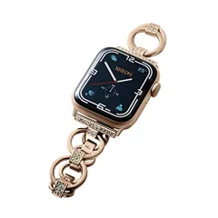 【特価セール】38mm [Apple 40mm Watch 8 7 Watch SE2 SE 41mm 6 5 4 バンド 3 2 1 (アップルウォッチ) 対応] ステンレス チェーンタイプ Apple ラインストーン 長さ調整可 調整工具付き [エレコム]