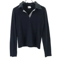 アルマーニ コレツォーニ イタリア製 長袖 Tシャツ 40 ブラック ARMANI COLLEZIONI スキッパーカラー ロンT レディース 【中古】  【230317】 メール便可のサムネイル