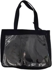 MAKUMINORS 痛バッグ A3 推し活 トートバッグ 自分好みにアレンジ クリアバッグ ショルダー 小さめ A4 かばん シート ぬいぐるみ 透明(ブラック)