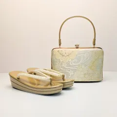 草履バッグセット フォーマル 振袖 古典 帯地 ゴールド フリーサイズ u8