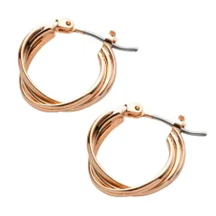 【ピンクゴールド×ピアス】[Cream dot. クリームドット公式] ピアス レディース 金属アレルギー ニッケルフリー フープ キャッチレス 開閉式 3連風 三重 ひねり ねじり 大人 上品 エレガント  