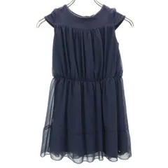 アルマーニジュニア 半袖 バックジップ ワンピース 7A 124cm ネイビー ARMANI JUNIOR キッズ 古着 【240329】