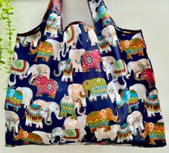 ⭐︎アジアゾウ　折りたたみトート、エコバッグ  買い物バッグ 大容量コンパクト