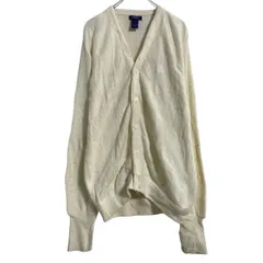 IZOD アクリル ニット セーター カーディガン L ホワイト Vネック アメリカ製 古着卸 アメリカ仕入 a701-5195