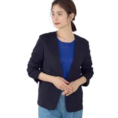 [コムサイズム] ウォッシャブル ストレッチ かのこ ノーカラー ジャケット 12-20JG04-204 XS ネイビー