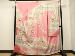 平和屋着物＊夏物 色無地 枝花文紗 紫紺色 正絹 逸品 未