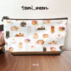 【tomi_moon】柴犬フルーツ三角ポーチ メイクポーチ 化粧品入れ
