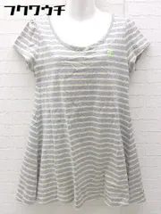 ◇ MILKFED. ミルクフェド ボーダー チュニック 半袖 ミニ ワンピース サイズM グレー アイボリー レディース 【中古】 【1002798534599】のサムネイル