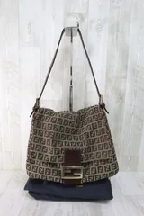 FENDI フェンディ ズッキーノ マンマバケット ハンドバッグ ワンショルダー ブラウン ズッカ柄