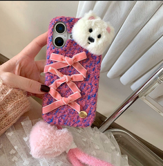 iphone16proケース 可愛いいぬ ストラップ付き iphoneケース リボン付き スマホケース ハードケース 可愛い iphone15ケース iphone14ケース iPhone13ケース iphone16-13