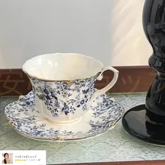 北欧風ブルー＆ホワイト磁器カップ＆ソーサーセット - エレガントなクリエイティブデザインのアメリカンラテティーセット