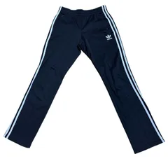 古着 adidas アディダス トラックパンツ 刺繍 トレフォイルロゴ ブラック×ホワイトライン 100サイズ Lサイズ 257-57