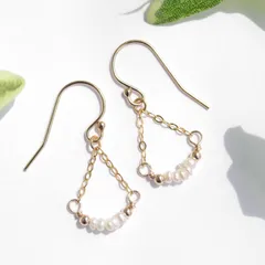 K14GF【smily stones】スマイリーストーンズ・ピアス／イヤリング／ノンホールピアス［淡水パール］