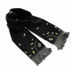 アナスイ ANNA SUI カシミヤ マフラー 花刺繍 レース 黒 ブラック /TE ■SM3のサムネイル