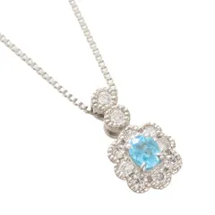 ネックレス レディース パライバトルマリン ダイヤモンド ネックレス Pt900 プラチナ ミル打ち 鑑別書付き 日本製 カラーストーン【アクセサリーマート/メルカリShops店】