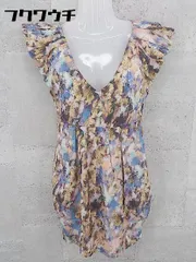 ◇ EMODA エモダ バックジップ 総柄 フレンチスリーブ ミニ ワンピース サイズS マルチ レディース 【中古】 【1002801207687】