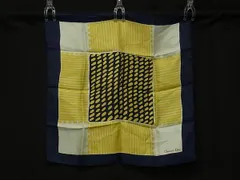 ■美品■ ChristianDior クリスチャンディオール ハンカチーフ ポケットチーフ スカーフ レディース ネイビー系×イエロー系 DI9838