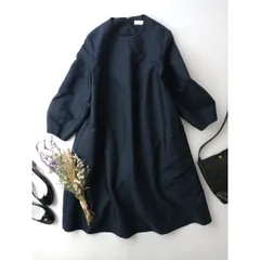 BALLSEY トゥモローランド ハイカウント ダブルクロス Aライン ワンピース 日本製 36/S ネイビー 紺 (85Y＋3331)26H☆