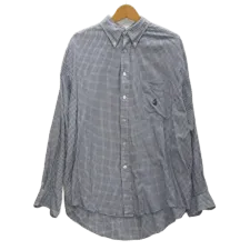 90's NAUTICA/ノーティカ 90年代 vintage チェックシャツ チェック柄 長袖 シャツ ボタンダウン ワンポイントロゴ刺繡 オーバーサイズ マレーシア製 メンズ L/G ブルー