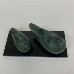 美術鋳造置物 鴛鴦 秀峰 ブラック グリーン【k1017】