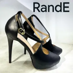 R&E パンプス 黒 ハイヒール Tストラップ ポインテッドトゥ