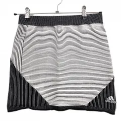 アディダス ニットスカート 白×黒 ボーダー柄 ストライプ柄 ウエストゴム レディース J/S ゴルフウェア adidas