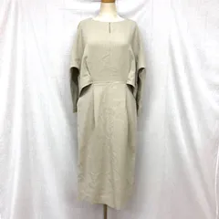 グリーンレーベルリラクシング 21SS 手洗い可能 RIOPELE Iラインワンピース セットアップ風 7分袖 キーネック ひざ丈 ウォッシャブル素材 38 ベージュ 通勤 卒業式 入学式 セレモニー