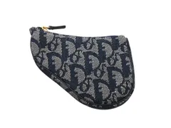 極美品 Christian Dior クリスチャンディオール サドルコインケース 小銭入れ TR 0032 ネイビー トロッター柄 ガリアーノ期 中古 4b006281