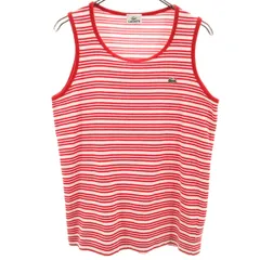 LACOSTE ラコステ 日本製 ボーダー柄 パイル地 タンクトップ 3 レッド メンズ 古着