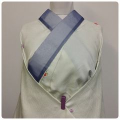 ★　美品　長襦袢　単衣　しぼり　半衿　裄66　越後屋　★n916