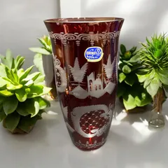 ボヘミアングラス　ボヘミア　エーゲルマン　 「ハイエナメル」　花瓶 ボヘミアングラス ボヘミア エーゲルマン 「ハイエナメル」 花瓶