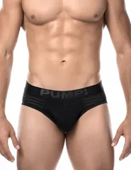 PUMP パンプ ローライズブリーフ WHISPER BRIEF（BLACK）シアストライプ PUMP! Underwear メンズ 男性下着