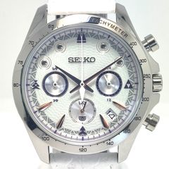 [미사용] 세이코 SEIKO 8T63-03F0 몬스터 헌터 20주년 콜라보레이션 타마미츠네 한정 2000개 쿼츠 화이트 데이트 표시 크로노그래프 가죽 벨트