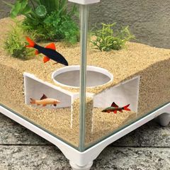 水族館コーナー隠れ家洞窟観察窓付き - プラスチック水槽生息地装飾 隠れた観察 遊び 休息用