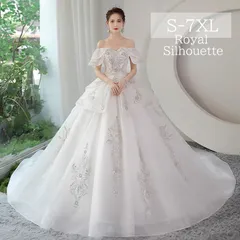 ウェディングドレス 大きいサイズ ホワイト 白 結婚式 刺繍 謝恩会 オフショルダー 編み上げタイプ レース チュール S M L XL LL 2XL XXL 3XL XXXL 4XL XXXXL 5XL 6XL 7XL 花嫁 披露宴 パーティー Aライン