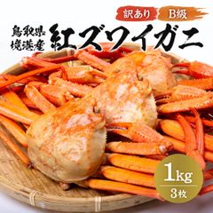 【訳あり】鳥取県産  ボイル紅ズワイガニ B級 1kg(3枚入り)