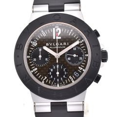 Bulgari BVLGARI AC38TA Aluminum Black Carbon Chronograph Automatic Men's Watch with Slightly Damaged Strap D#128233