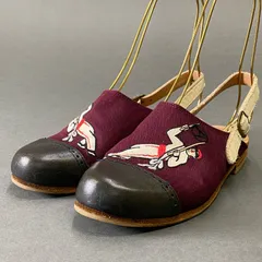 9g9 Under Cover アンダーカバー 刺繍デザイン レザーキャップ スリングバック サンダル 23cm相当 ボルドー シューズのサムネイル