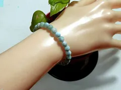 天然石 ラリマー(ペクトライト)5.9mm〜6.7mm玉ブレスレット 内周16.0cm 　　250720422