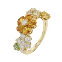 ヴァンクリ フォリ デ プレ リング ダイヤ 15P 計約1.26ct/マルチカラーサファイア 7P 計約2.71ct K18YG サイズ約14号のサムネイル