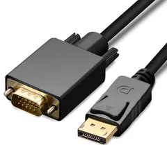 【特価商品】Displayport VGA 変換 ケーブル 1.8m ディスプレイポート D-sub 15ピン DP to VGA オス オス 1080P デュアルディスプレイ DP (オス) - VGA(オス) 【逆変換不可】
