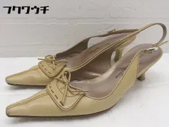 ◇ GINZA Kanematsu 銀座 かねまつ ポインテッドトゥ ローヒール ストラップ パンプス サイズ22 1/2D ベージュ レディース 【中古】 【1002801322670】