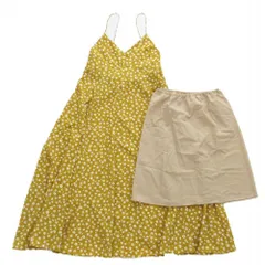 19SS ジルスチュアート JILL STUART フラワー プリント キャミ ワンピース フレア ドレス 花柄 092-9240009 2 イエロー ur3 【中古】