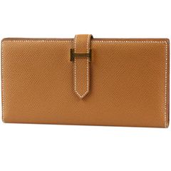 HERMES/エルメス　ベアン スフレ（二つ折長財布）　エプソン　ゴールド×ゴールド金具　B刻印（2023年製）【良品】