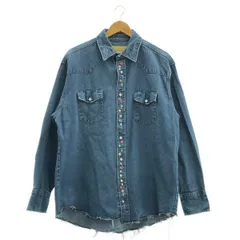 SEVEN BY SEVEN / セブン バイ セブン | REWORK WESTERN SHIRTS ダメージ加工 デニム ウエスタンシャツ | L | インディゴ | メンズ